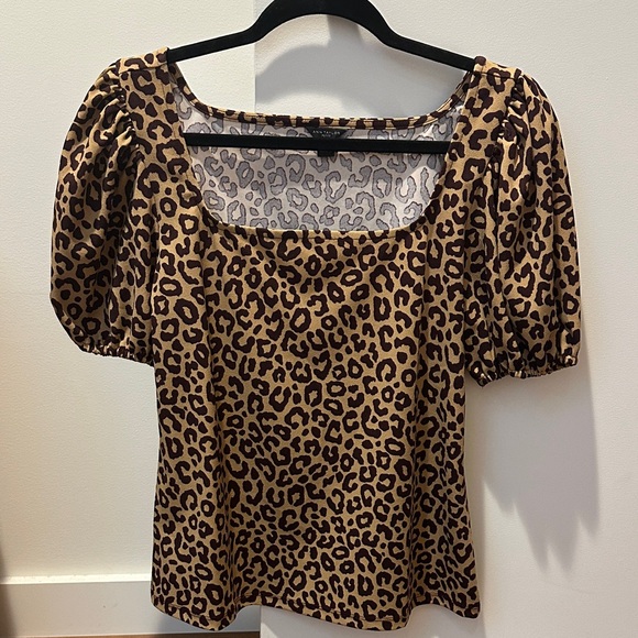Ann Taylor Brown Leopard Print Blouse Size MP - Picture 2 of 6